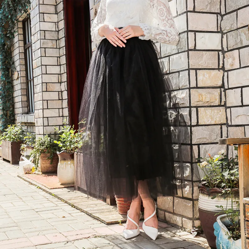 Pochodna spódnica maxi tiulowa spódnica długie elastyczne damskie spódnice o wysokim talii Petticoat Druhna na przyjęcie weselne 220611