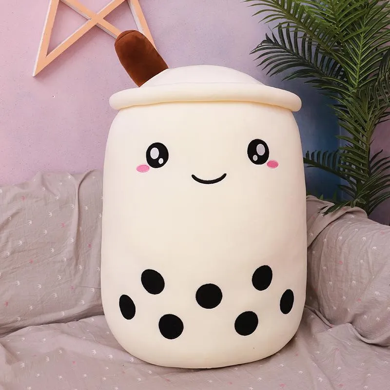 24 cm Bubble Milk Tea Peluche Plushie Brewed Boba Farcito Cartone animato Cilindrico Cuscino a forma di tazza Cuscino bambini Regali sxjul15