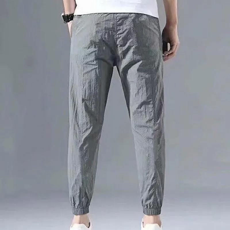 Mens Joggers Casual Pants Men byxor Solid Color Drawstring Summer Ankle Bited Tickets Trousers Men Sportwear Tracksuit Streetwea 220726