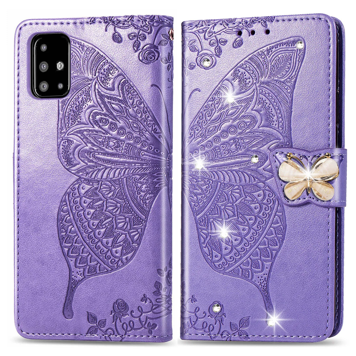 Flip Leather Butterfly Embossing Wallet Cases For Samsung A01 A02 A02S A03S A10 A11 A12 A21S A22 A31 A32 A41 A51 A52 A71 A72 A82