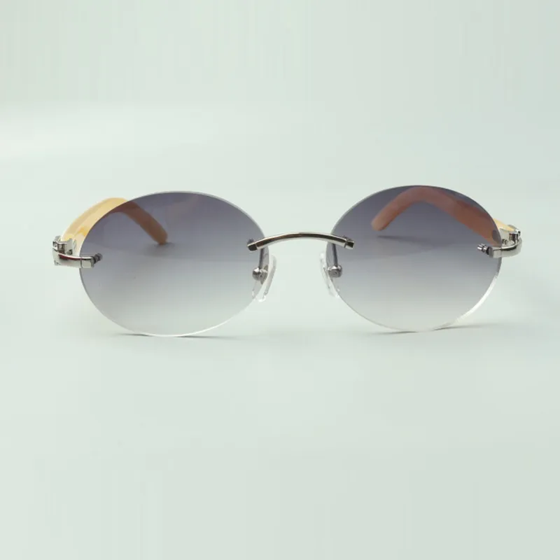 Ovale Retro-Sonnenbrille von Buffs 8100903-B mit naturweißen Büffelhornstäben und 58-mm-Gläsern216F