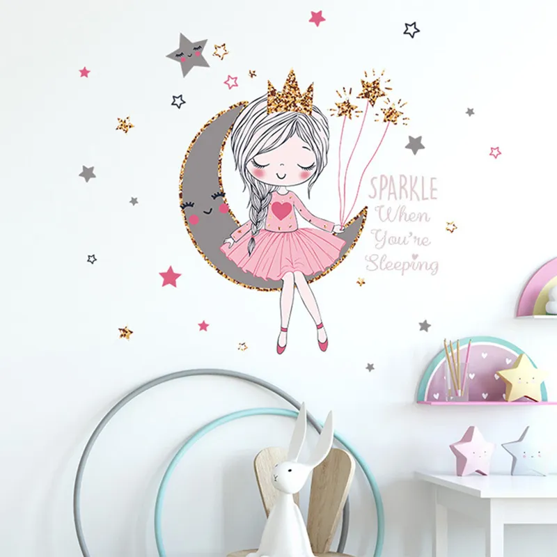 Adesivi murali principessa Cartone animato Unicorno Vinile Decorativo Poster camerette bambini Adesivo balletto 220716