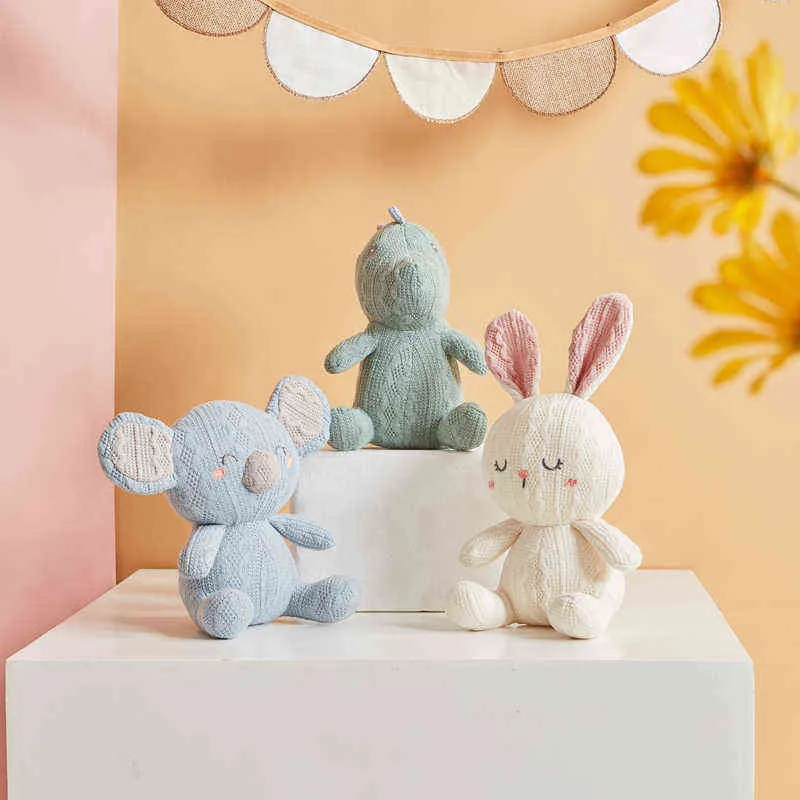 Malha lindas brinquedos de pelúcia de animais de pelúcia super macia bonecas de coelho de coelho de porco dino e elefante para crianças Decoração de boneca de bebê J220704