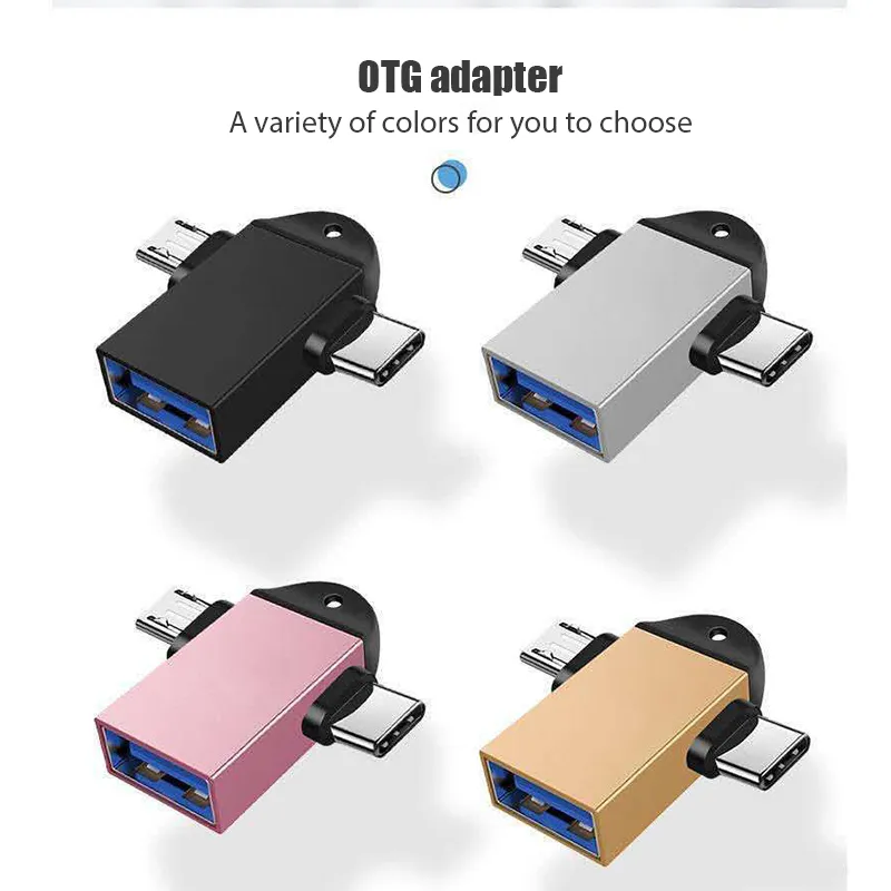 Adattatore OTG 2 in 1 USB 3.0 femmina a micro maschio e connettore maschio di tipo C in lega di alluminio convertitore in movimento xiaomi samsung