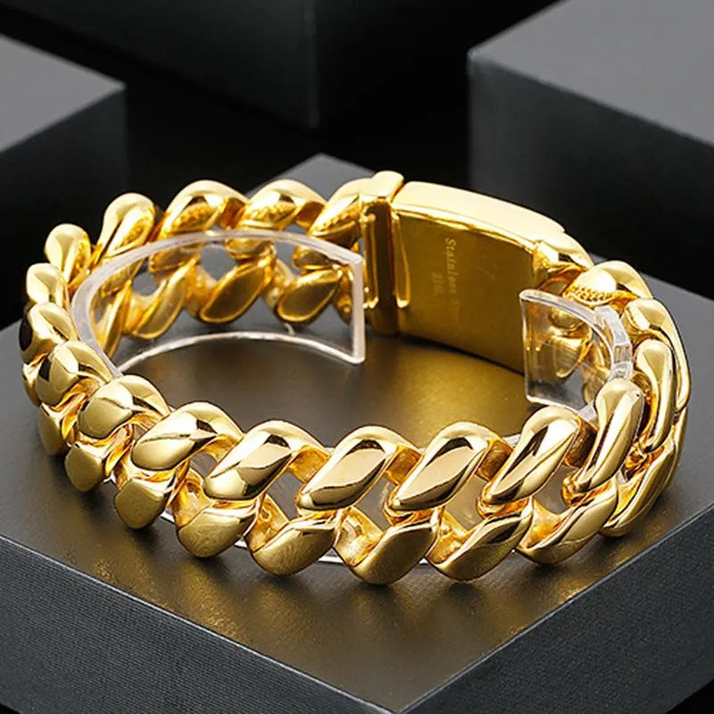 Bracelet à maillons pour hommes, chaîne à maillons lourds de 20mm, bordure cubaine, couleur argent, or, acier inoxydable 316L, bijoux masculins, lien Lars22243x