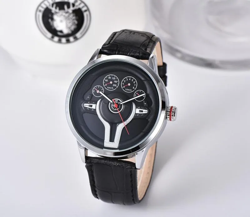 2022 New High Quality Men Luxury Watches Three Stitches Series Mens Quartz Watch European Top Brand Steel Strap Clock Fashion Car Steering Wheel Men's Gift Four