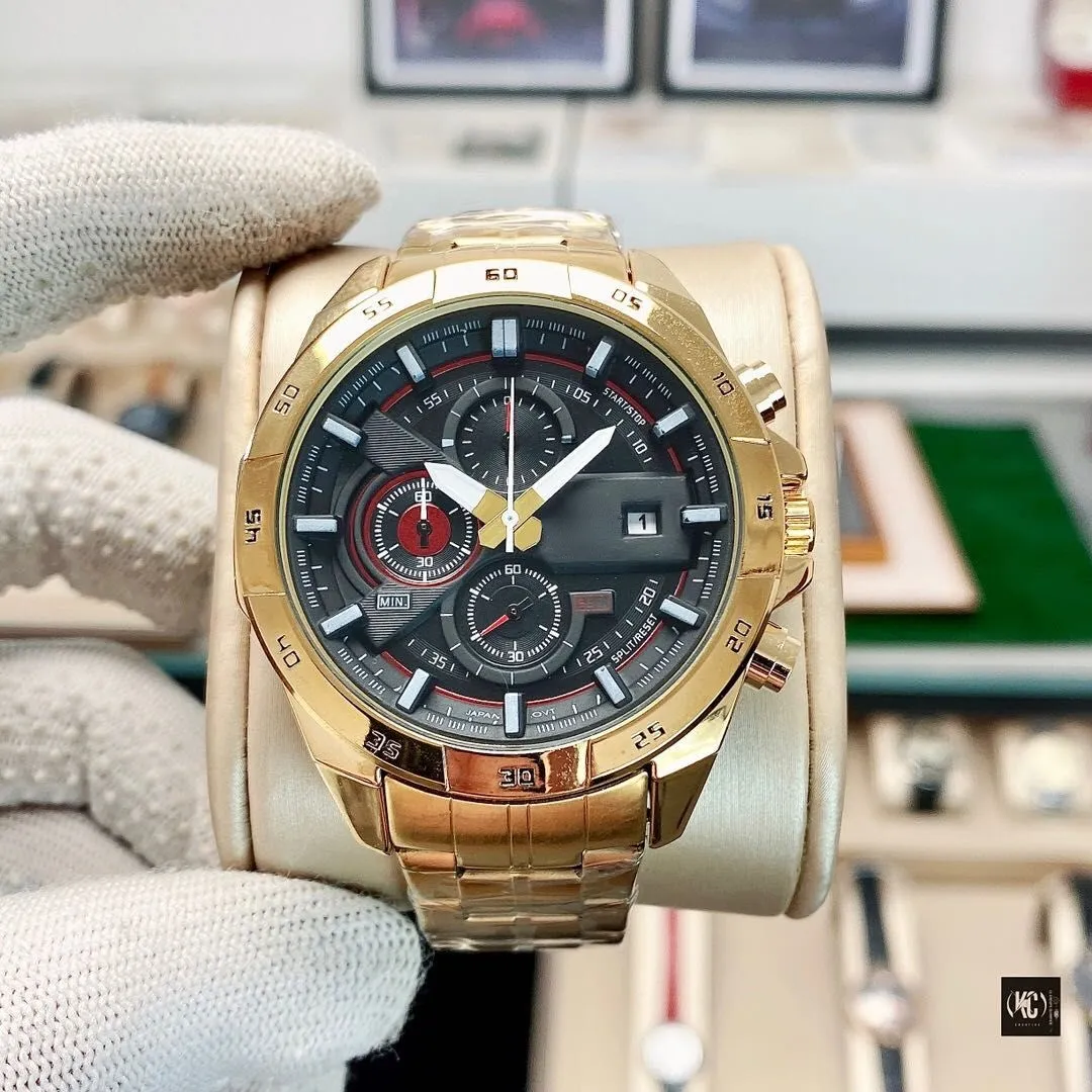 Nowa marka modowa zegarek męski kwarcowy ruch wodoodporny na rękę ręcznie wyświetlacz metalowy pasek prosty luksusowy popularny rozmiar zegarek 44 mm