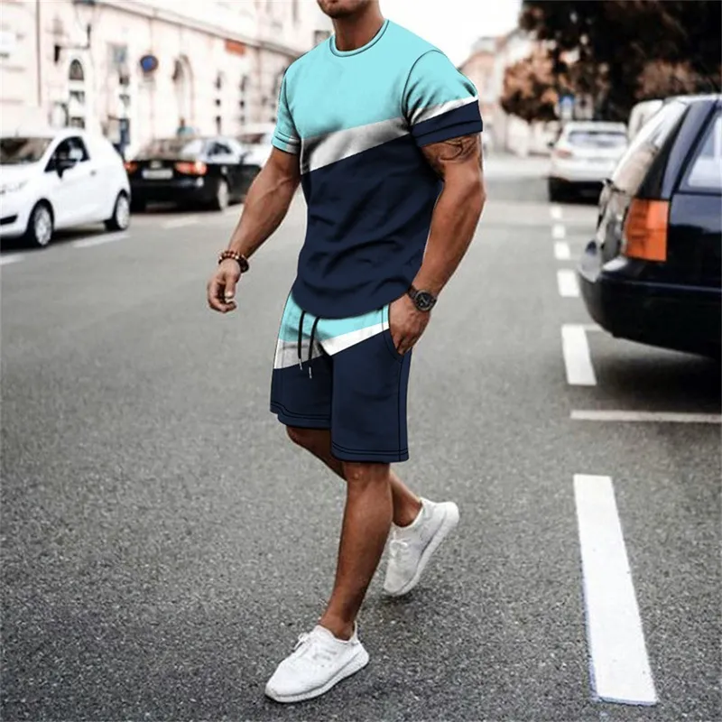 الرجال الرياضي للرجال t قميص الصلبة ألوان غير رسمية بالإضافة إلى الحجم المقطوعة رجل الصيف ملابس الشارع الشارع شورت الذكور من قطعتين مجموعات 220719