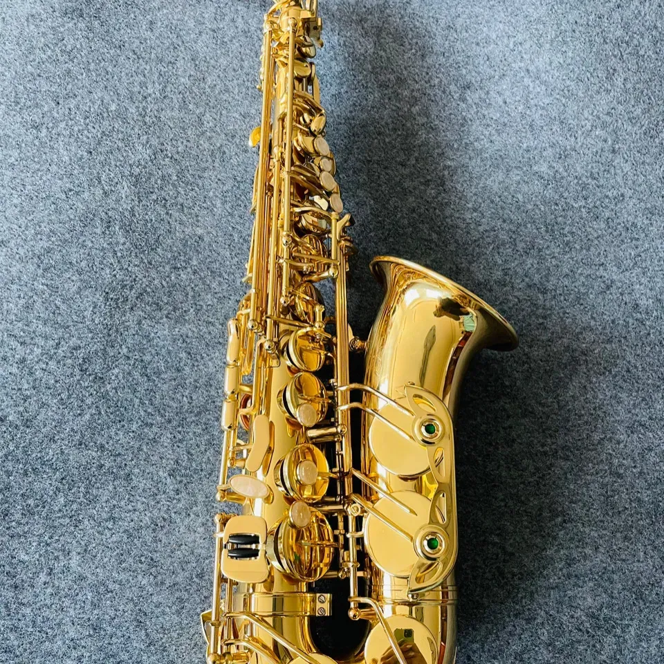 E-Tune Professional Alto Saxofone Classic 802 Modelo ROB duplo de tubo reforçado Body Body Gold Plated Alto Sax Instrumento