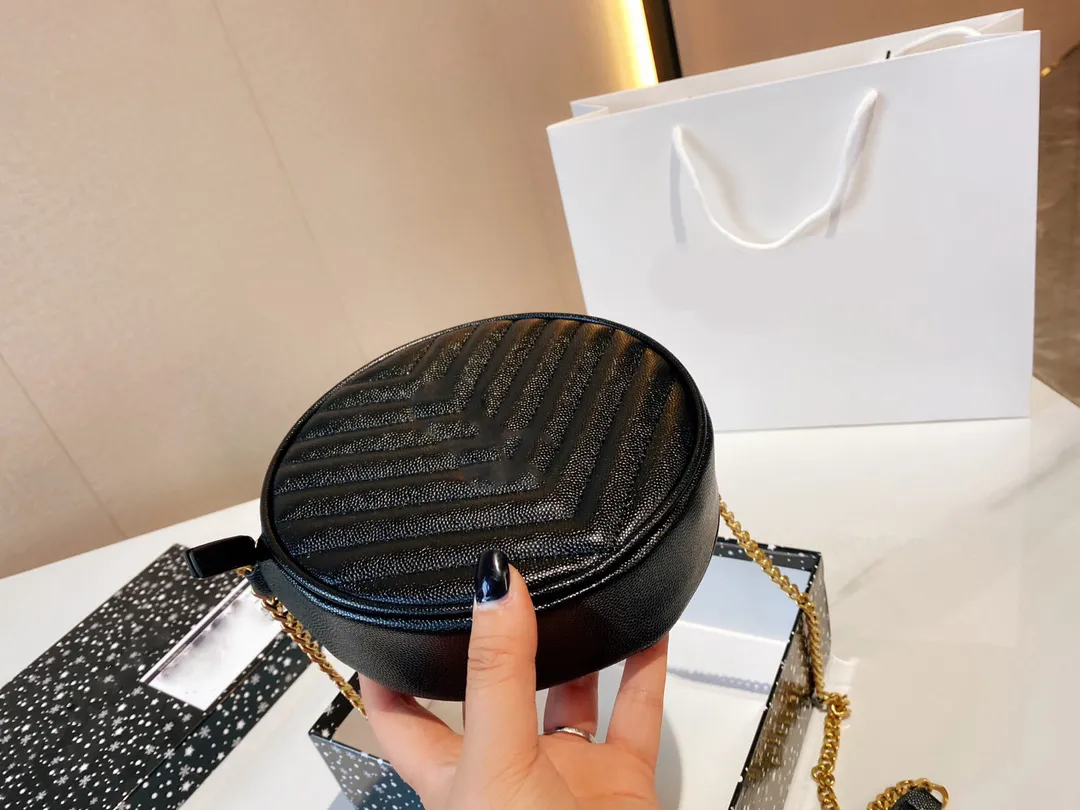 Designer Chian Mini Shoulder Bag New Women Leather Handbags Womens Small Round Messenger Bags Purse