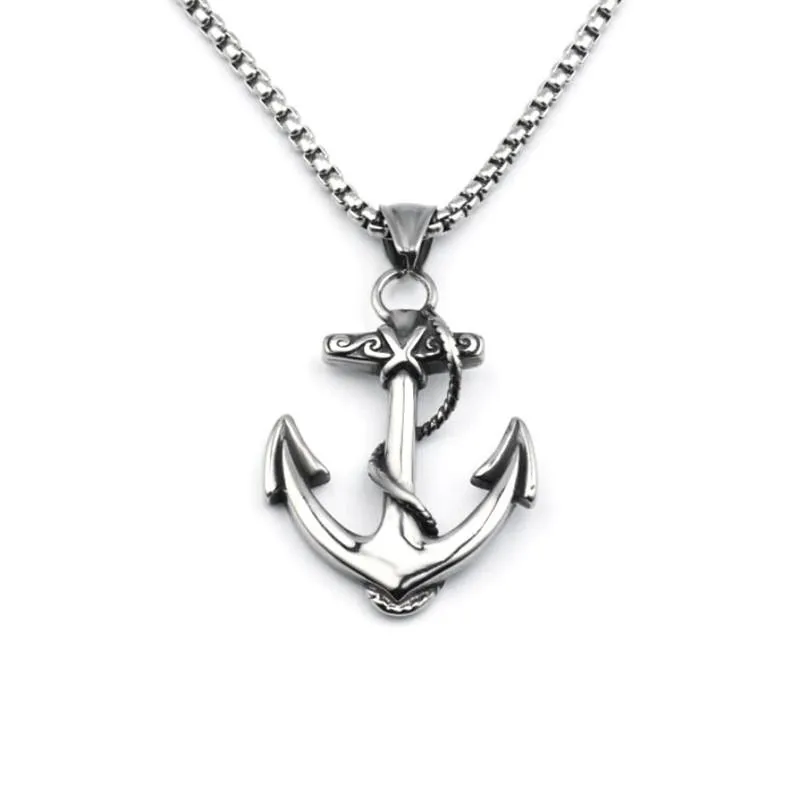 Chains Stainless Steel Sea Anchor Sailor Men Necklaces Chain Pendants Punk Rock Hip Hop Unique For Male Boy Fashion Jewelry Gifts2258