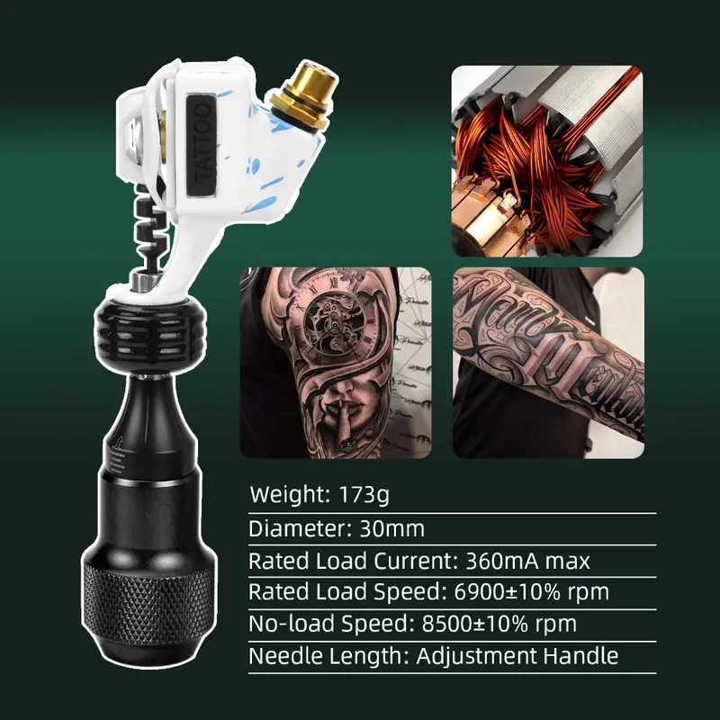 Adjustable Motor Rotary Tattoo Machine Gun With Hook Line Profissional Grip Tubes Set Supply For Body Artrist 220623