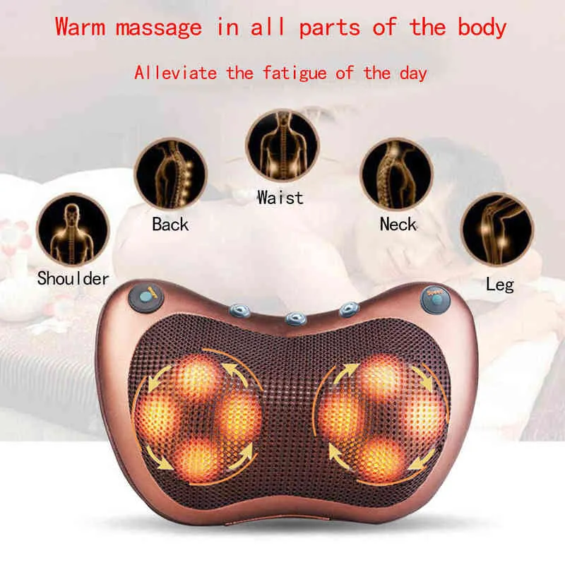 Massage Pillow Electric Neck Massager Multifunktionell axel Infraröd uppvärmningsmagnetisk terapi Massage Relaxation Massageador 220507