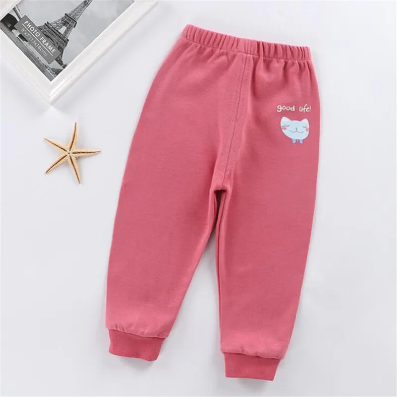 Candy Color Kids Pants Autumn Cotton Cartoon Casual Baby Pants 1-5Y Long Trousers Baby Outfits Children Clothing 220512