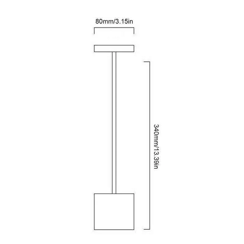 Candeeiro de mesa simples sem fio LED metal USB recarregável 2 níveis de brilho luz noturna candeeiro de mesa candeeiro de leitura para restaurante H220423