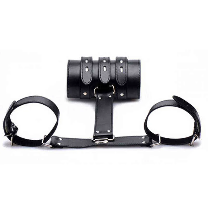 Nxy Sm Bondage Sm Pu Polsini in pelle Polsini Arm Binder Armbinder Restrizioni Braccia dietro la schiena Accessori Esotici Bdsm Donne Giocattoli 220423