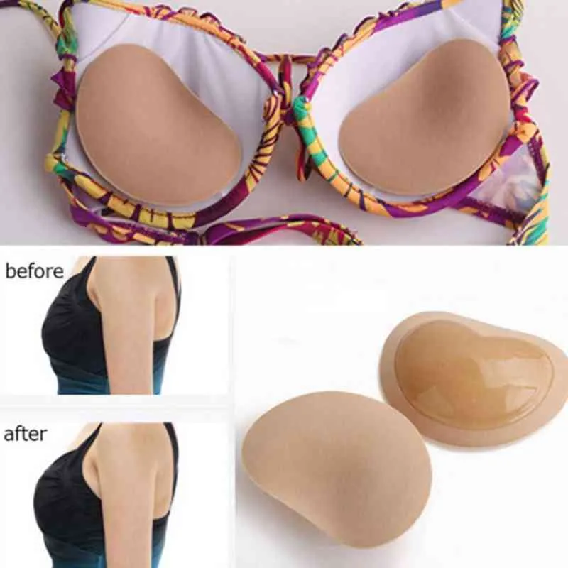Chest Push Up Sticky Bra Thicker Sponge Bra Pads Breast Lift Up Enhancer Silicone Removeable Inserts Swimsuit Invisible Bra Y220725