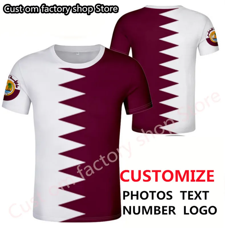 ESTADO DE QATAR camiseta diy nombre personalizado gratis número qat camiseta bandera de la nación qa árabe país árabe imprimir po texto ropa 220609