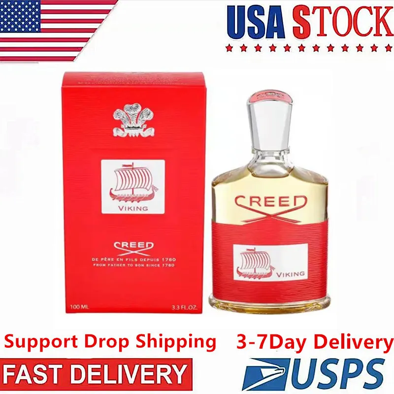 Yeni 100 ml Kırmızı Creed Viking Eau De Parfum Parfüm erkek Parfüm Kalıcı Işık Koku Yüksek Kaliteli Hediye ABD Hızlı Teslimat