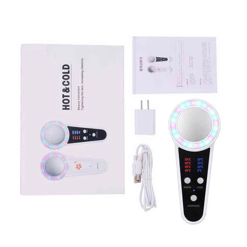 Aoko Led Led Photon Hot Zimn Młot do skurczania porów odmładzanie skóry Dokręcenie trądziku Massager twarzy urządzenie do podnoszenia 220512