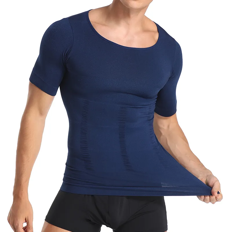 Men clássico Tonificação corporal T-shirt Gynecomastia Camisas de compressão Corretor de postura Undershirt Slimming Slimming Creche corretivo