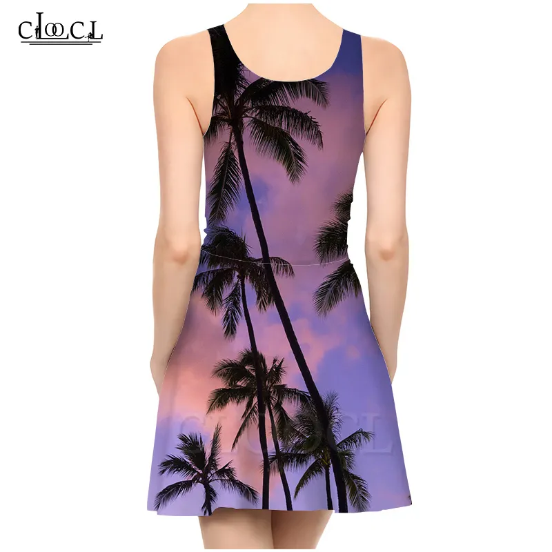 Sandy Beach Women 3D Print Harajuku klänning Palm Tree Sun Leisure Party Sexig Fashion Summer Woman Clothing Hip Dress 220617