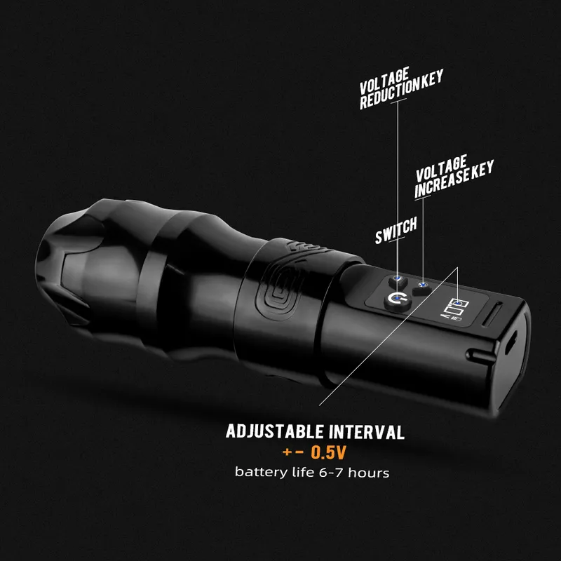 전문 무선 문신 펜 머신 강력한 코스 미터 모터 2100mAh 충전 배터리 디지털 LED 디스플레이 아티스트 바디 220609