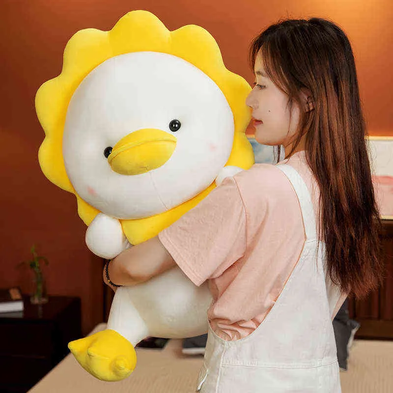 PC NY CM Söt Suower Duck Cuddles Soft Fyle Down Cotton Funny Ducks Doll Baby Kids Cuddly Cushion Sussen Gift J220704