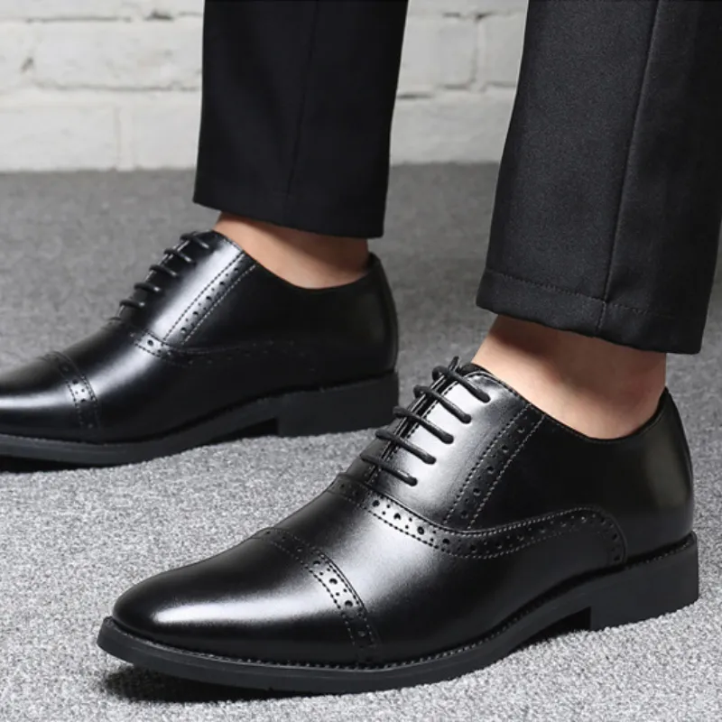 Oxford Shoes Men Pu a basso tacco a basso colore in pizzo tondo tondo professionale classico comodo abito da business scarpe cp226