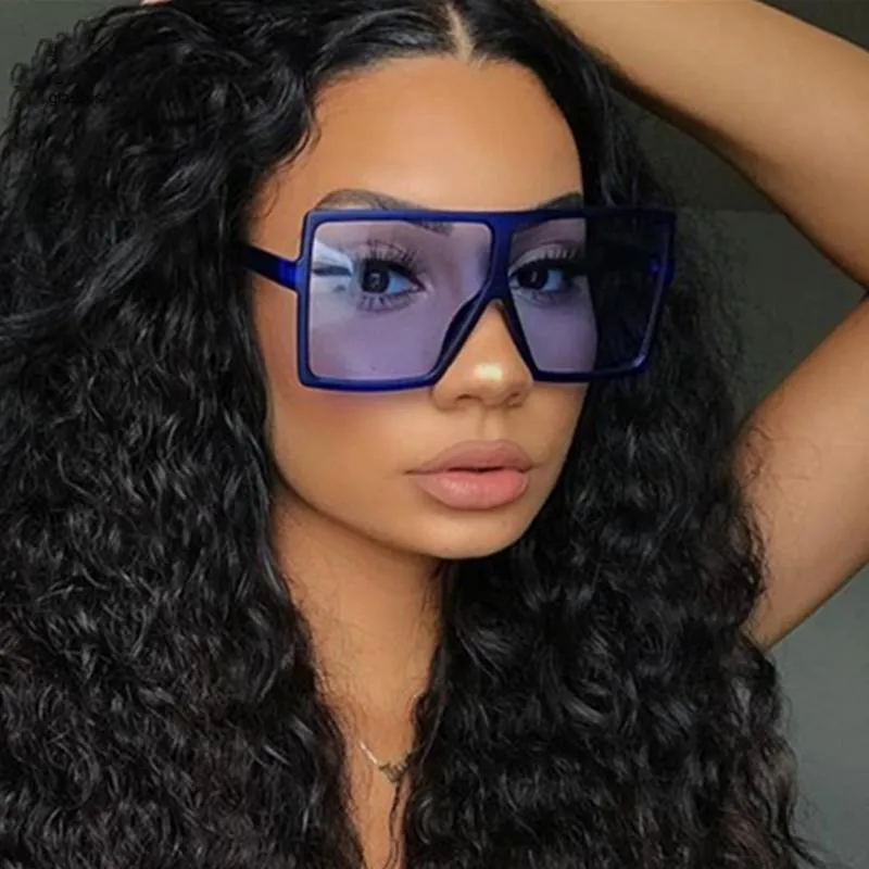 Óculos de sol 2023 óculos de sol quadrados vintage para mulheres - Designer de grandes dimensões com top liso Big e Bold Style UV400 Protectio263a