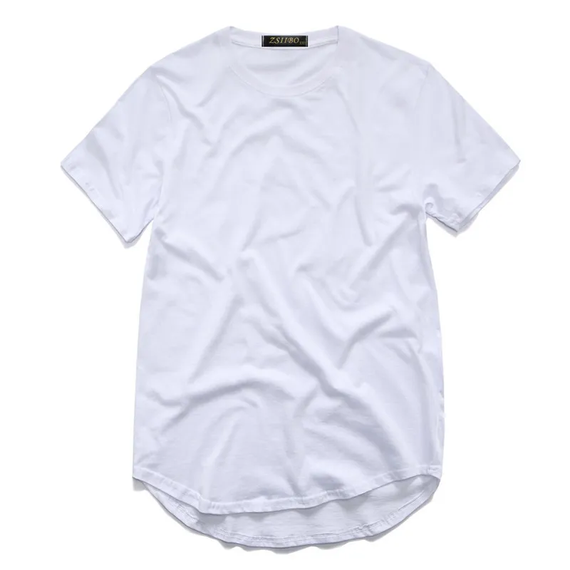 Zsiibo tx135c herr t -shirt förlängda runda svep t -shirt krökta hem långa linjer toppar hip hop urban blank streetwear 220526
