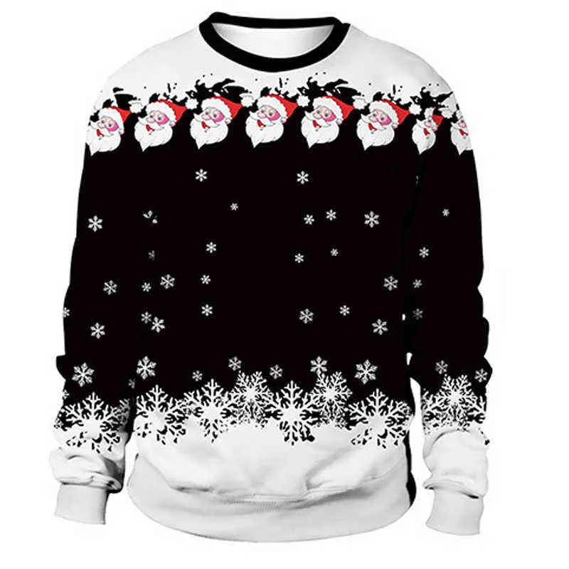 Mężczyźni kobiety brzydki sweter świąteczny Tacky świąteczny pullover bluza Santa Snowflakes wydrukowane jesienne zimowe nowość świąteczne skoczki L220730