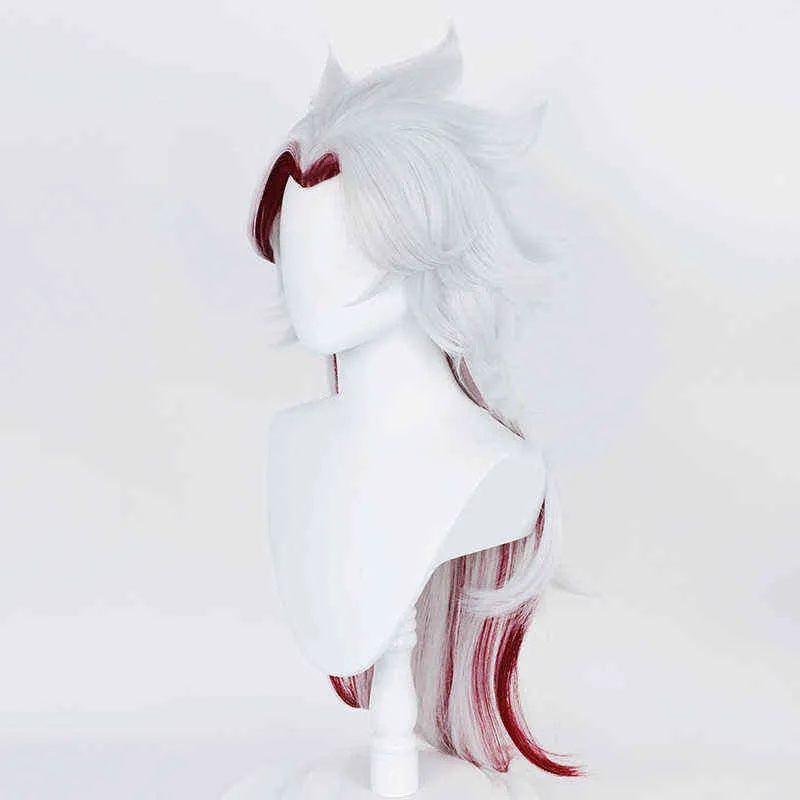 Genshin Impact Cosplay atataki Itto wig 80cm長さの合成偽​​の髪のペルカハロウィーンパーティーカーニバルAtataki itto wig cosplay l220802