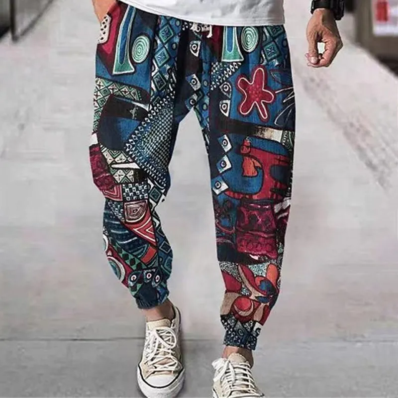 Drop Summer Wide Leg Pants Male Loose Fat Shorts Harem Chinese Style Cotton And Linen Ankle Length Beach Trousers 220715