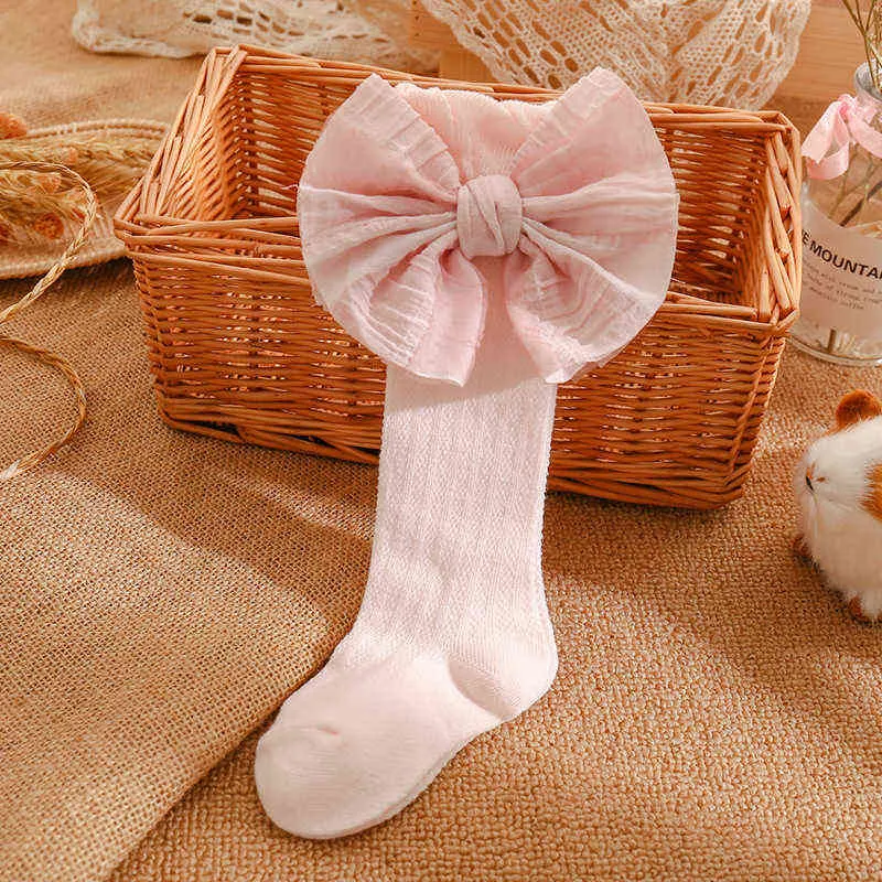Дышащие маленькие девочки мягкие длинные трубки носки для лука маленькие девочки хлопковые сетки новорожденных детей принцесса колена длинные носки J220621