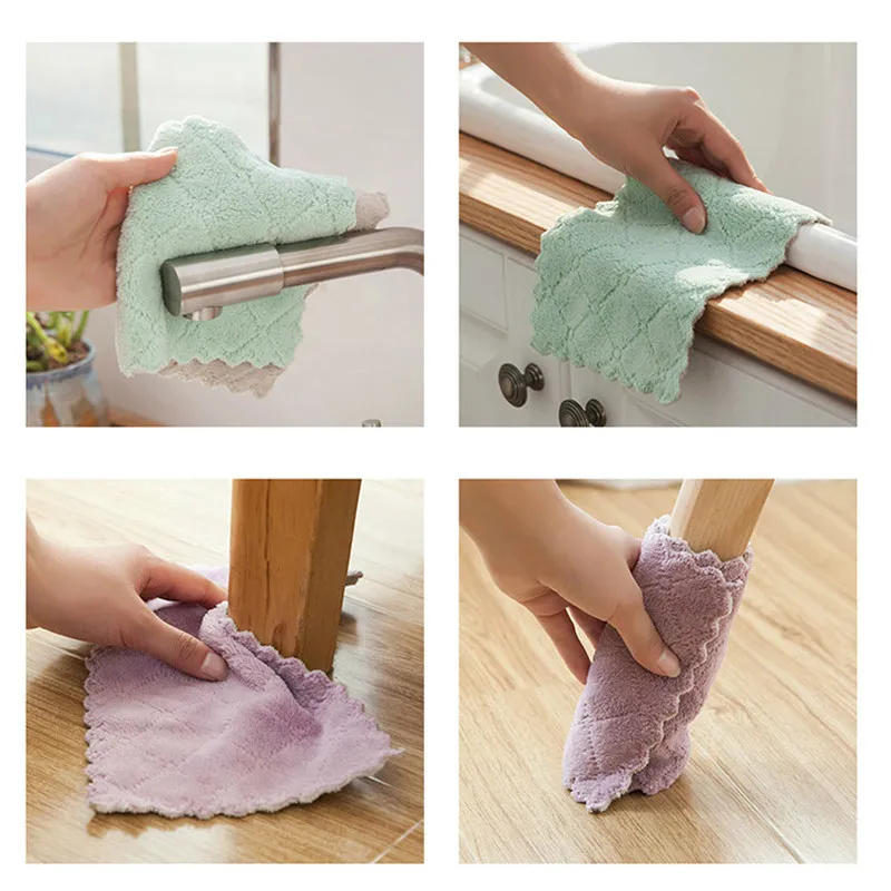 Absorbent Kitchen Towels Soft Microfiber Cleaning Cloths Nonstick Oil Dish Cloth Rags For Kitchen Household Dish Towel 220727