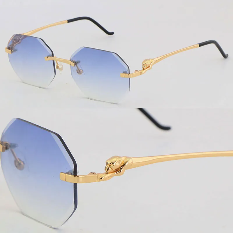 새로운 모델 디자이너 다이아몬드 컷 렌즈 금속 림리스 스퀘어 프레임 여성 안경 표지 표리 시리즈 광학 프레임 18K 골드 남성 및 FEMA257I