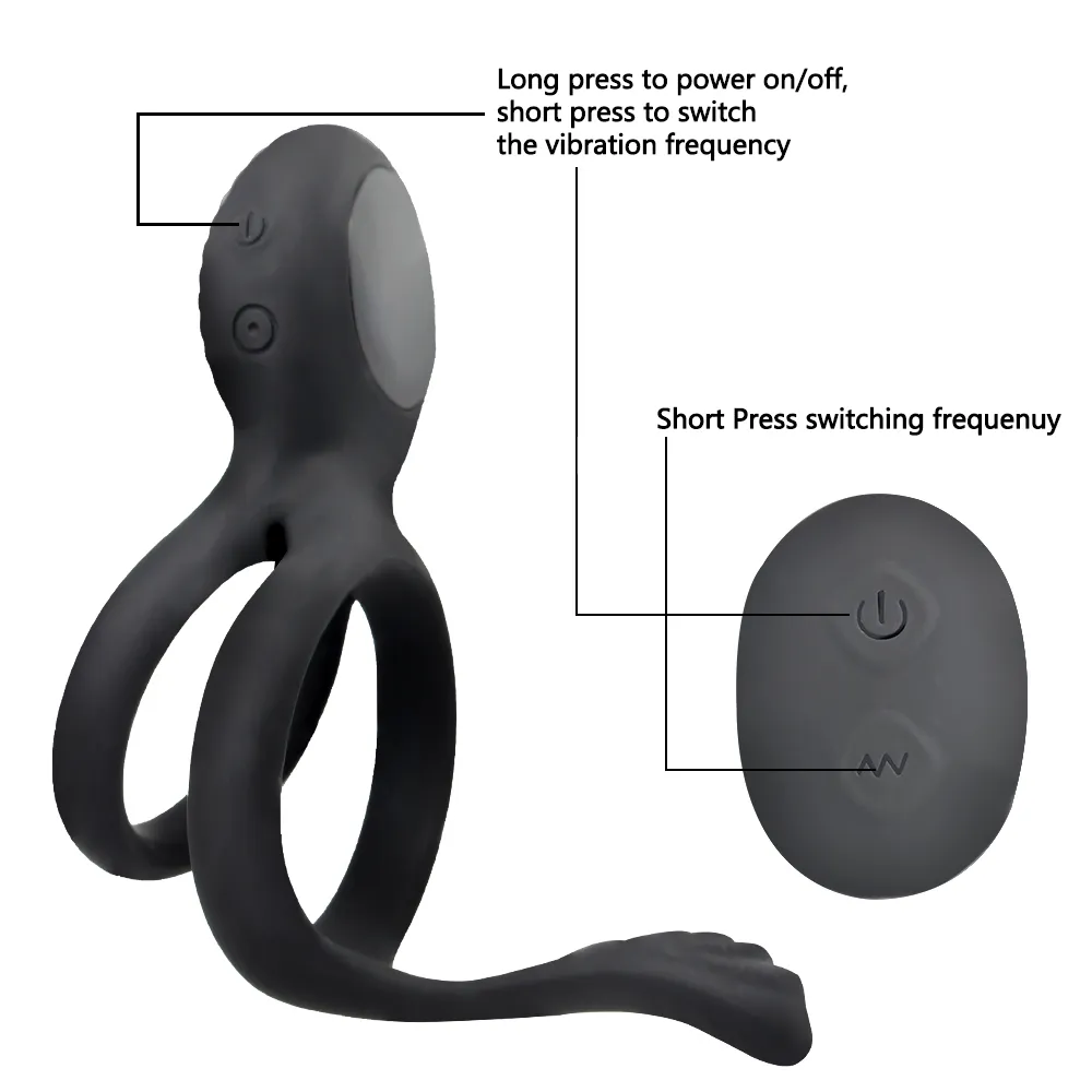 OLO 7 -скоростное вибрирующее пенис Кольцо кольцо беспроводное пульт дистанционного управления задержка задержки эякуляции блокировка сексуальная игрушка для мужчин LOS Lofty