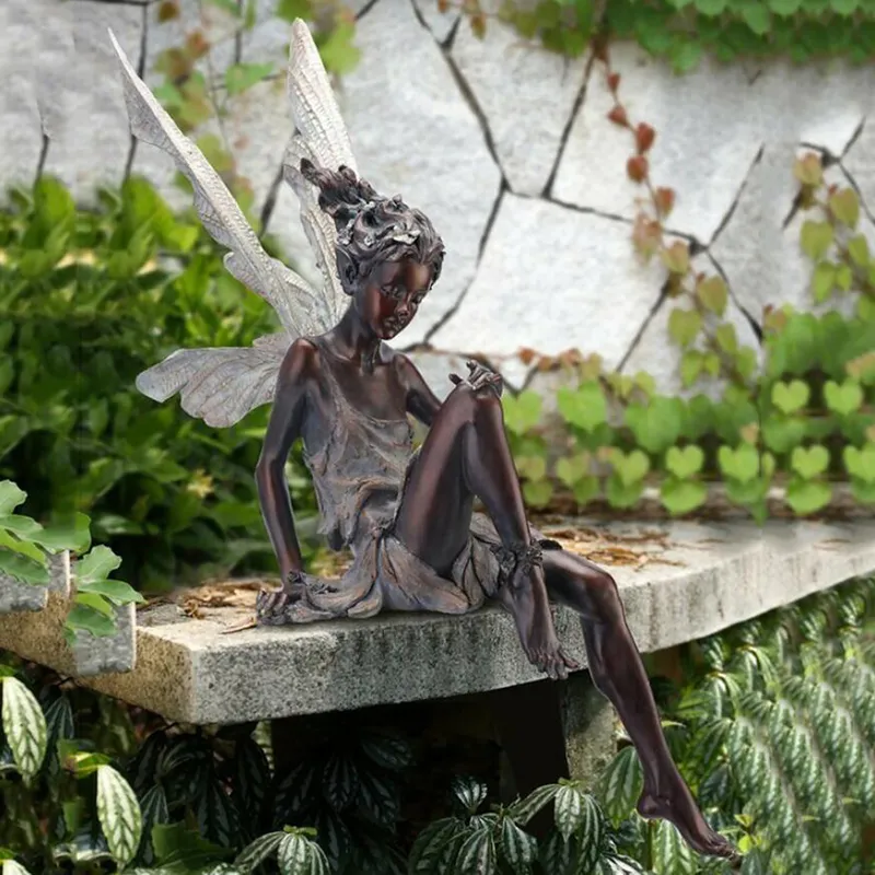 E Turek Seduto Fata Statua Ornamento da giardino Mestiere in resina Paesaggio Cortile Decorazione Figurine all'aperto Decorazioni la casa 220721