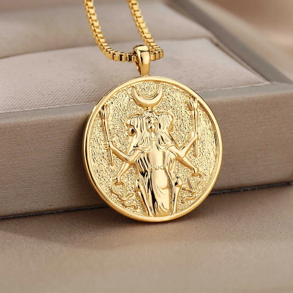 Griekse mythologie Hecate ketting voor vrouwen roestvrij staal artemis Aphrodite Athena Vintage Goddess Jewelry1538387