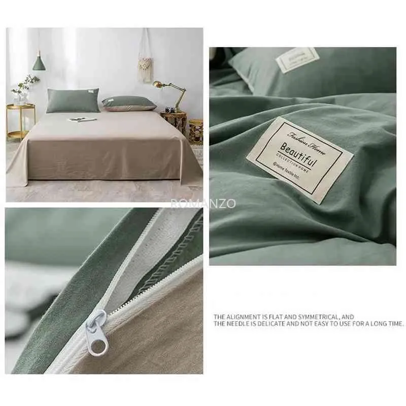 Home Textile Solid Color Duvet Cover Pillowcase Bed Sheet Ab Lace Boy Kid Teen Girl Bedclothes Bedding Set