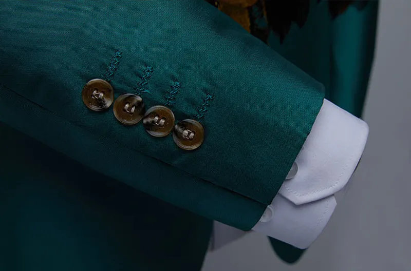 Men's Luxury Floral Print Green Dress Blazers One Button Shawl Lapel Men Tuxedo Suit Jacket Dinner Wedding Party Costume Homme 220812