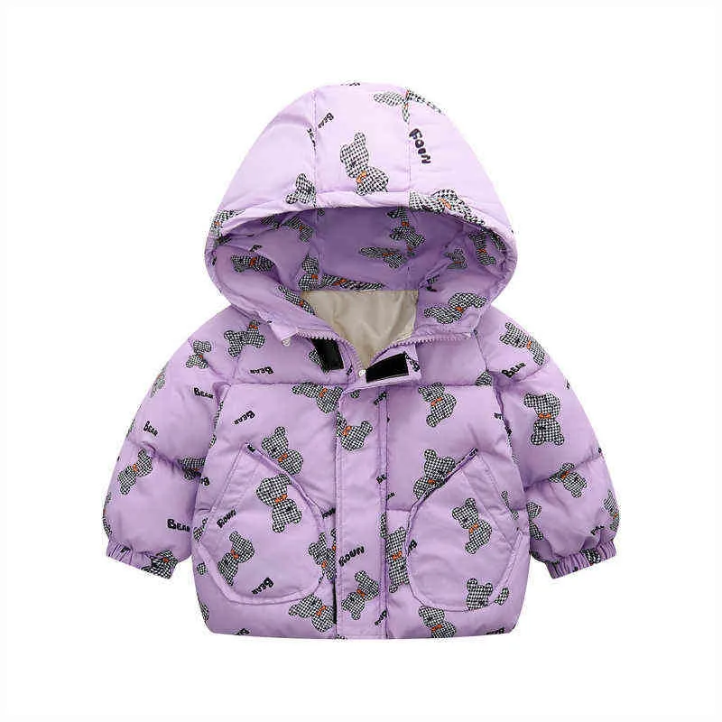 Neue Kinder Kleidung 2022 Herbst Winter Verdickte Kinder Unten Baumwolle Jacke Cartoon Gedruckt Jungen Und Mädchen Mit Kapuze Jacke J220718