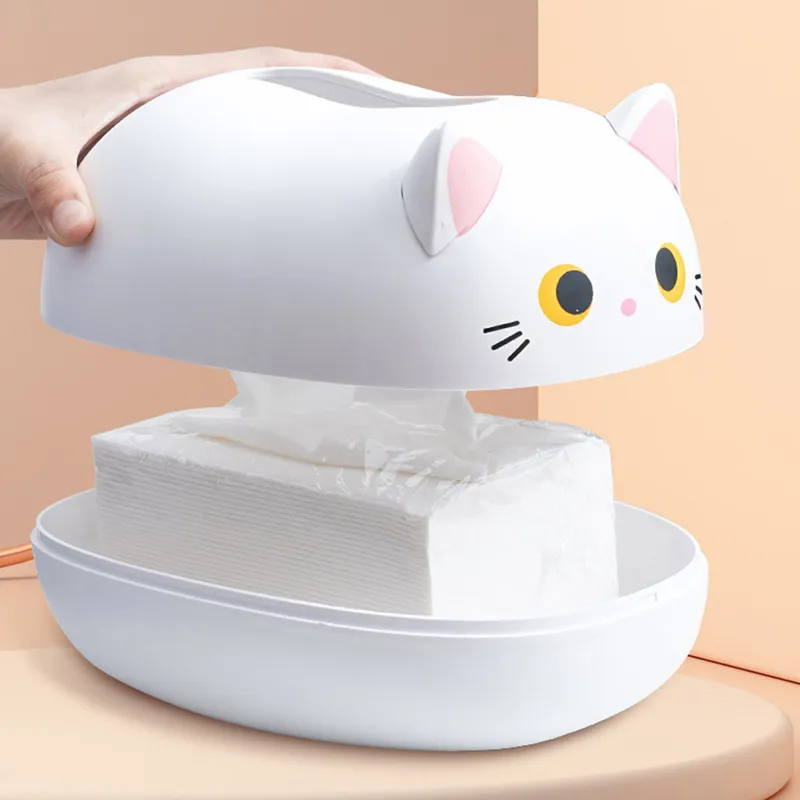 Cute Cat Tissue Box Desktop Porta carta igienica Cucina Bagno Tovagliolo Contenitore di stoccaggio Stile nordico Home Decorat Stuzzicadenti 220523