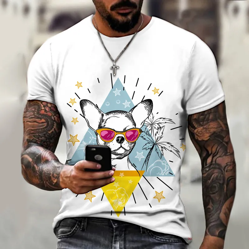 Camiseta de impressão de animais para cães camiseta harajuku tee gráfica de verão