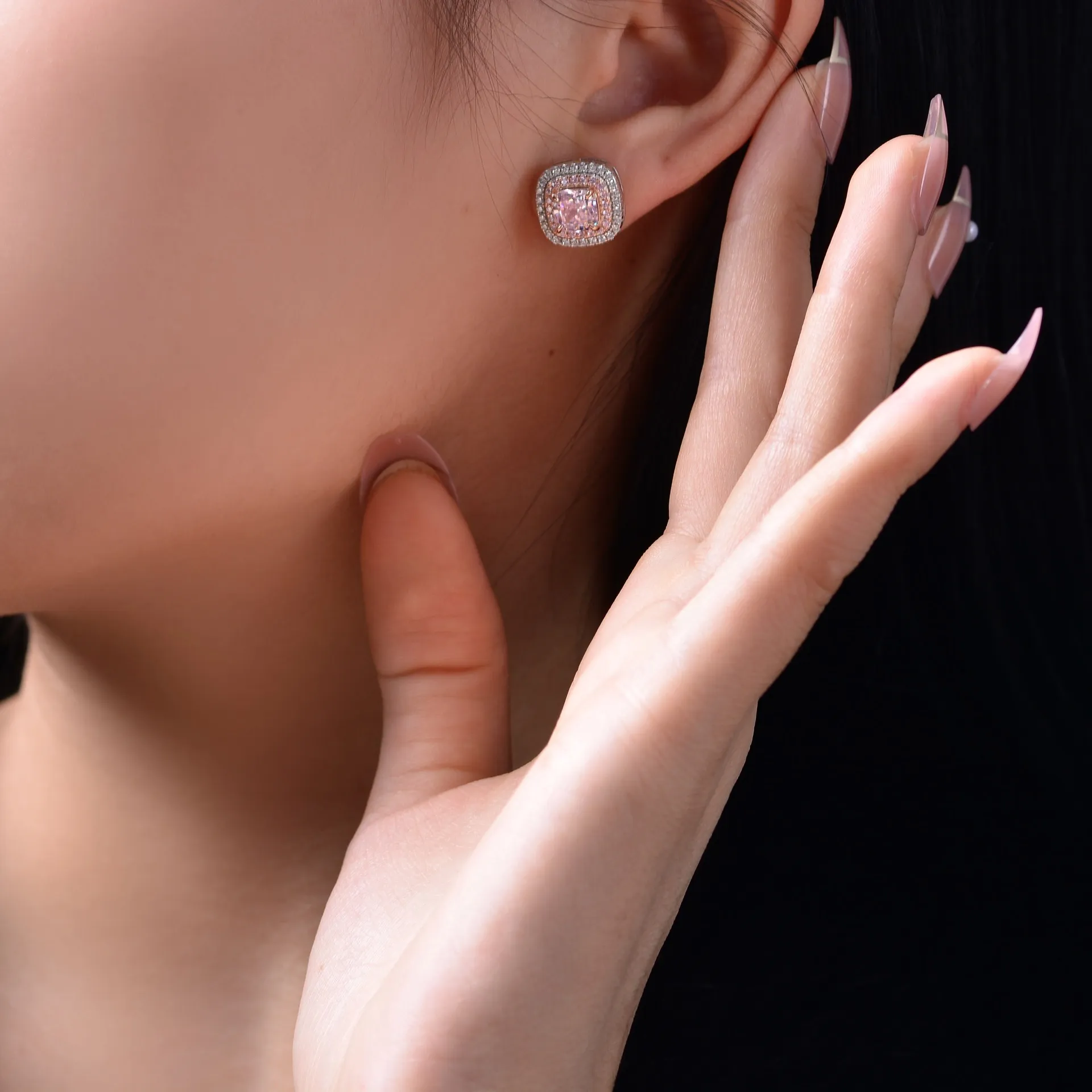 Designer-Ohrring-Frauen-S925-Sterlingsilber-Bolzen-Ohrringe Mode-Frauen-Ohr-Ring-Frauen-Gelb-Rosa-Diamant-Ohrringe 2 25CT Zirkon 202Y
