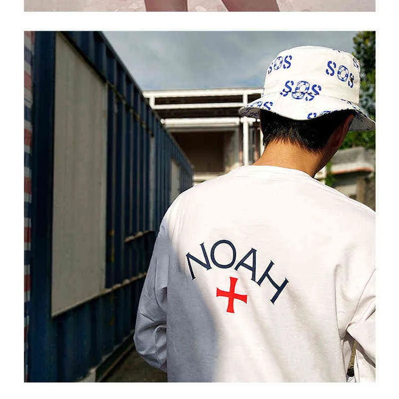 Noah Core derrière croix petit t-shirt à manches longues Standard pour hommes et femmes Couples BottomT220721