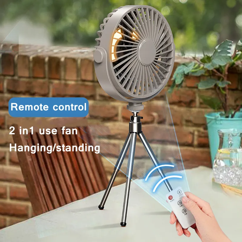 Nouveau refroidisseur d'air de table de plancher télécommandé Mini ventilateur de plafond portable 360 Rotation 3 vitesses vent sans fil pour camping maison nuit LightDHL expédition rapide