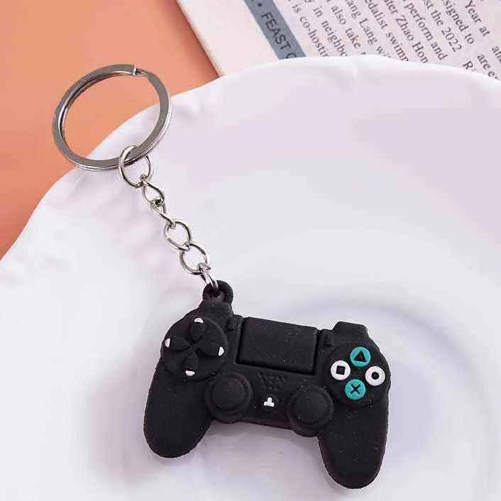 DIY Diverse nyckelring bilspegel tillbehör spelmaskin nyckelring nyckelring söt gamepad joystick nyckel kedja bil hängande AA220318