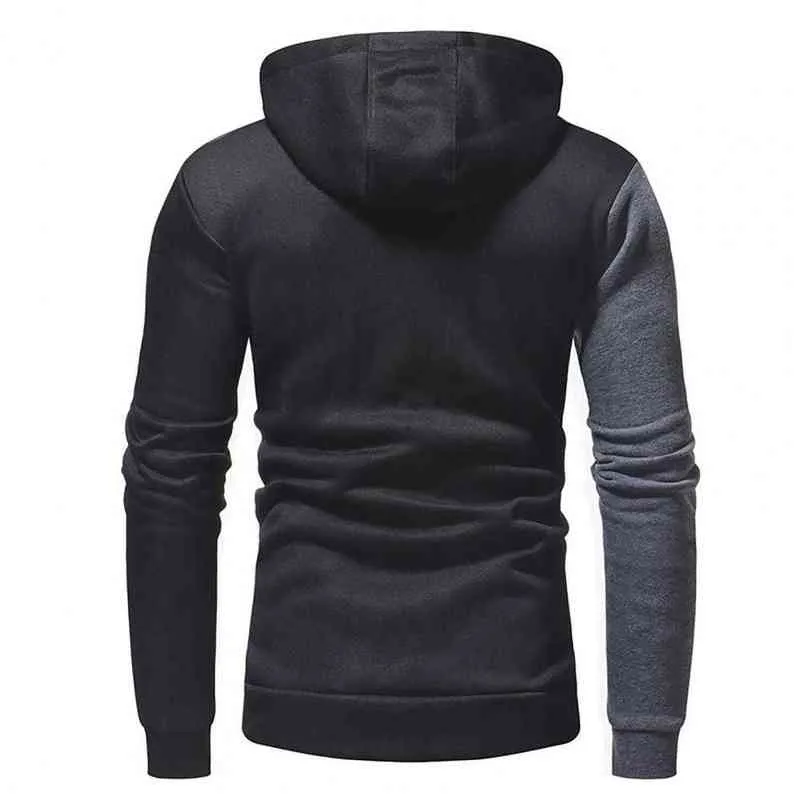 Patchwork Hoodies män huva tröja tunn fleece foder pullover topp män hoodies sudaderas con capucha l220704